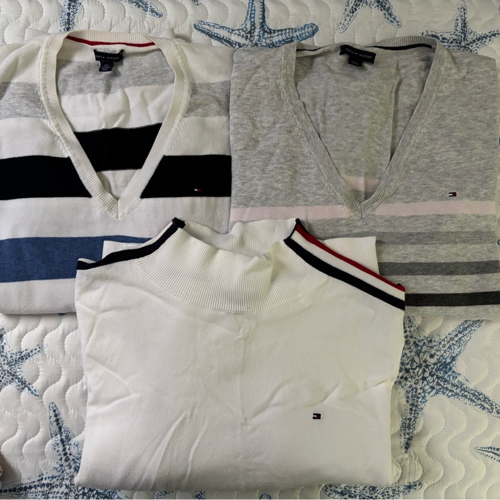Tommy Hilfiger Women’s Sweater Trio - White, Gray, Blue